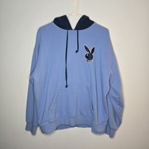 Playboy By Pacsun Pullover Hoodie Blue Bunny Logo Unisex L